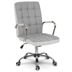 Fotel biurowy materiałowy Benton szaro-biały 