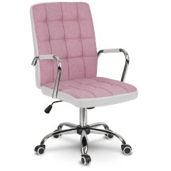Fotel biurowy materiałowy Benton różowo-biały 
