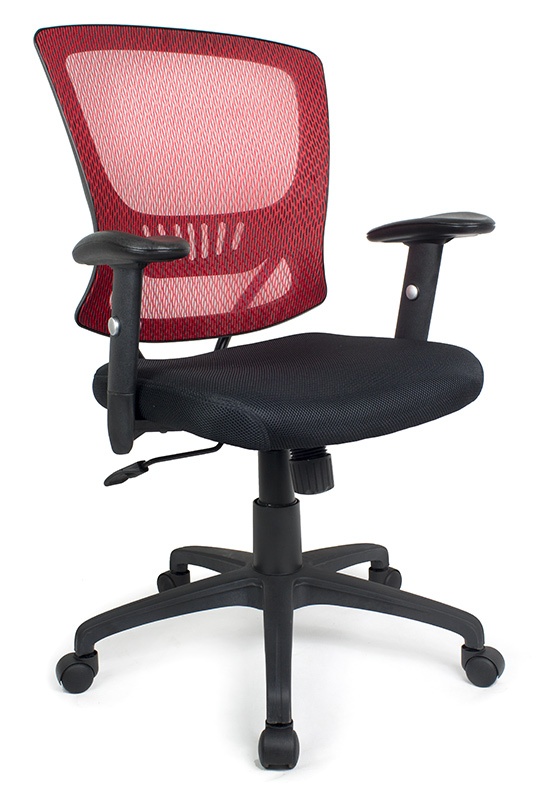 Fotel biurowy z mikrosiatki Eago 8910A czarno czerwony