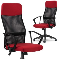 Fotel biurowy z mikrosiatki Sofotel Sydney czerwono-czarny 