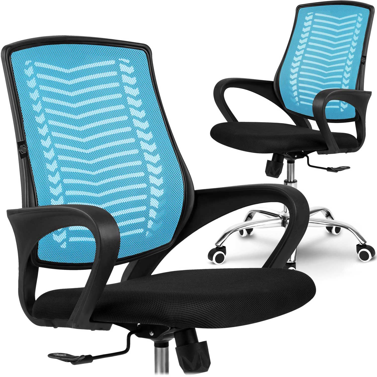 Fotel biurowy z mikrosiatki Sofotel Denar niebieski
