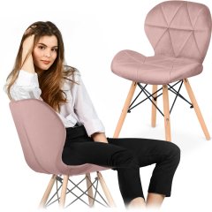Nowoczesne welurowe krzesło skandynawskie Sofotel Sigma - różowe